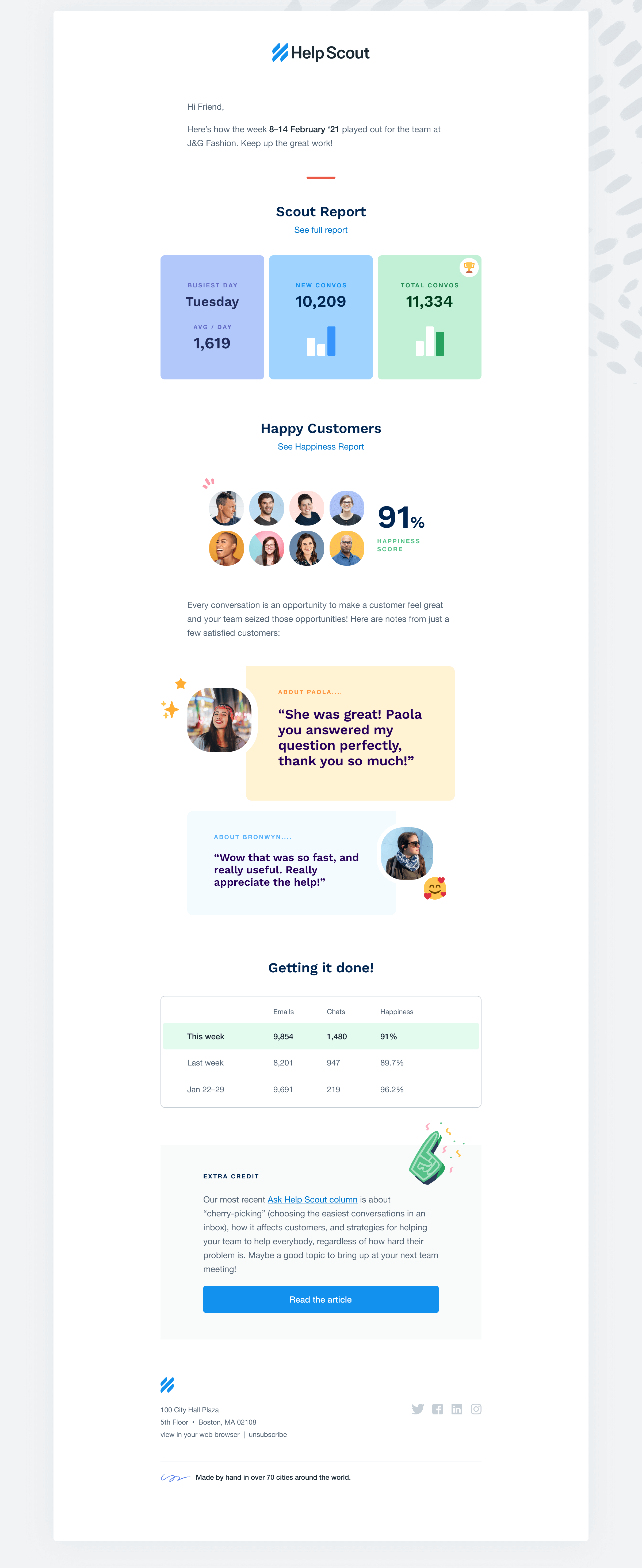 Email reports for chat